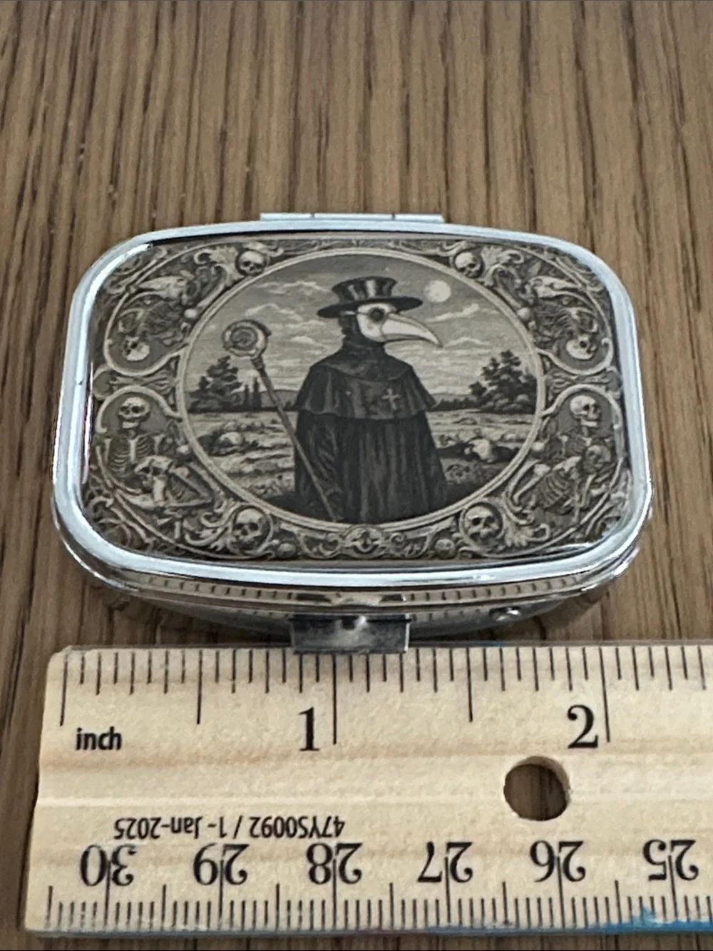 Plague Doctor Metal Pill Box - Black and Silver